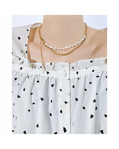 Fashion Layered Tassel Plating Stainless Steel Necklaces Geometric Stainless Steel Imitation Pearl Necklace