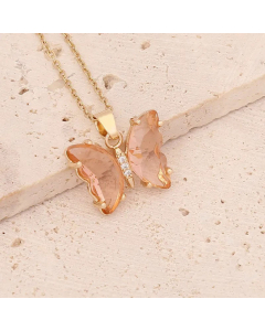 Fairy Style Inlay Crystal Stainless Steel Necklaces Butterfly Stainless Steel Necklace Colorza
