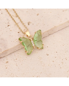 Fairy Style Inlay Crystal Stainless Steel Necklaces Butterfly Stainless Steel Necklace Colorza