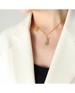 Basic Rabbit Square Plating Stainless Steel Necklaces Titanium Steel Necklace 