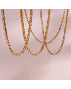 Simple Style Plating Zircon Steel Necklaces Geometric Stainless Steel Necklace  Colorza