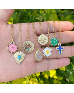Vintage Style Gold Plated Stainless Steel Necklaces Cross Heart Shape Stainless Steel Pendant Necklace