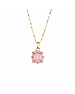 Plating Zircon Stainless Steel Necklaces Glam Square Stainless Steel Necklace 