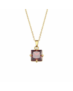 Plating Zircon Stainless Steel Necklaces Glam Square Stainless Steel Necklace 