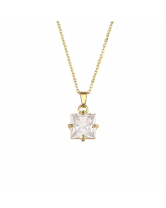Plating Zircon Stainless Steel Necklaces Glam Square Stainless Steel Necklace 
