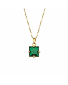 Plating Zircon Stainless Steel Necklaces Glam Square Stainless Steel Necklace 