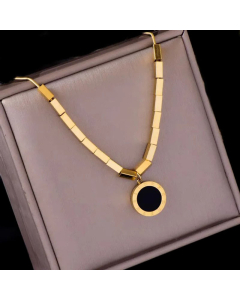 Simple Style Gold Plated Stainless Steel Necklaces Round Stainless Steel Necklace 