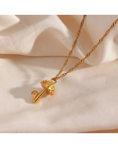 Cute Mushroom Plating Necklace Stainless Steel