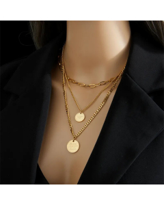 Vintage Style Layered Necklaces Gold Plated Stainless Steel Necklaces Letter Stainless Steel