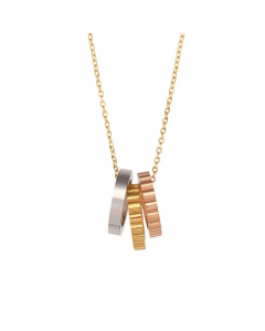 Fashion Round Stainless Steel Three Ring Pendant Necklace Plating Stainless Steel Necklaces