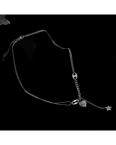 Vintage Style Layered Necklaces Splicing Gold Plated Stainless Steel Necklaces Heart Shape Stainless Steel 