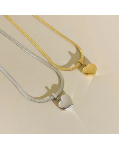 Fashion Plating Chain Stainless Steel Necklaces Heart Shape Stainless Steel Necklace 