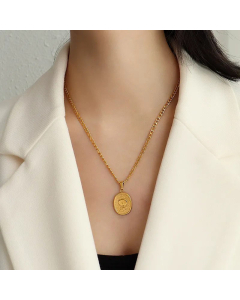 Flower Titanium Steel Necklace Plating Stainless Steel Tag Necklaces-Gold Color-01