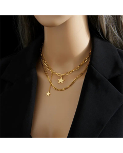 Vintage Style Gold Plated Stainless Steel Necklaces Star Stainless Steel Necklace 