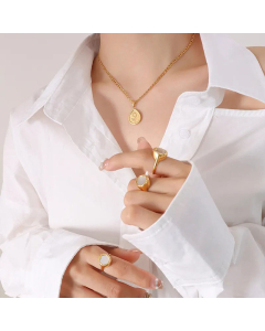 French Style Heart Water Drop With Flower Titanium Steel Necklace Plating Necklaces