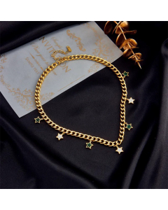 Vintage Style Gold Plated Rhinestone Stainless Steel Necklaces Star Stainless Steel Necklace 