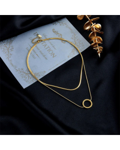 Simple Style Layered Necklaces Circle Stainless Steel Gold Plated Stainless Steel Necklaces