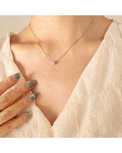 Fashion Rhinestone Titanium Steel Necklace Finished With Fine Plating
