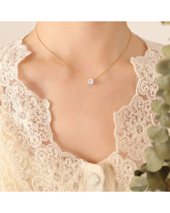 Fashion Rhinestone Titanium Steel Necklace Finished With Fine Plating