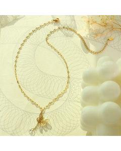 Refined Butterfly Titanium Steel Pendant Necklace Zircon Stainless Steel Necklaces