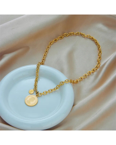 Vintage Style Gold Plated Stainless Steel Necklaces Portrait Stainless Steel Necklace 