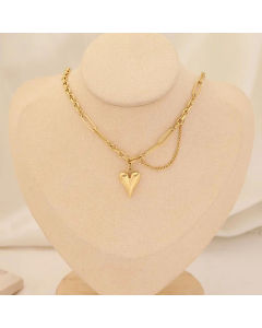 Fashion Layered Necklaces Gold Plated Pearl Stainless Steel Necklaces Heart Shape Stainless Steel Colorza