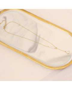 Fashion Layered Necklaces Butterfly Stainless Steel Plating Pearl Stainless Steel Necklaces