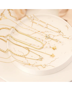 Fashion Layered Necklaces Butterfly Stainless Steel Plating Pearl Stainless Steel Necklaces