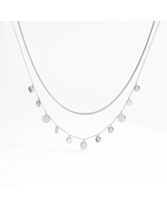 Fashion Layered Necklaces Disc Tassel Stainless Steel Necklaces