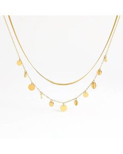 Fashion Layered Necklaces Disc Tassel Stainless Steel Necklaces