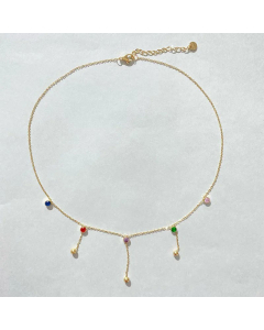 Luxurious Ball Tassle Stainless Steel Necklace Plating Color Zircon Stainless Steel Necklaces