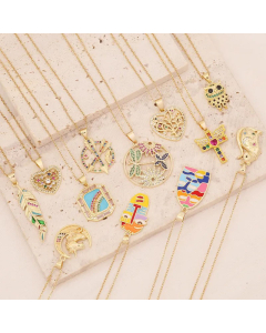 Fashion Inlay Zircon Stainless Steel Necklaces Heart Shape Owl Stainless Steel Pendant Necklace