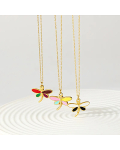 Cute Enamel Stainless Steel Necklaces Dragonfly Stainless Steel Necklace 
