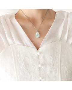 Fashion Inlaid Shell Stainless Steel Necklaces Water Droplets Titanium Steel Necklace 