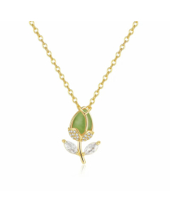 Sweet Plating Inlay Zircon Stainless Steel Necklaces Flower Stainless Steel Pendant Necklace 