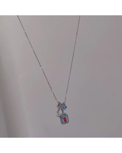 Fashion Inlay Zircon Stainless Steel Necklaces Square Titanium Steel Pendant Necklace 