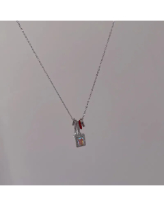 Fashion Inlay Zircon Stainless Steel Necklaces Square Titanium Steel Pendant Necklace 
