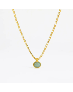 Elegant Inlay Artificial Gemstones Stainless Steel Necklaces Geometric Stainless Steel Necklace 