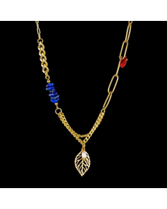 Fashion Plating Natural Stone Stainless Steel Necklaces Heart Shape Stainless Steel Pendant Necklace