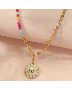 Ethnic Style Geometric Stainless Steel Necklace Plating Natural Stone Stainless Steel Necklaces_colorza_3