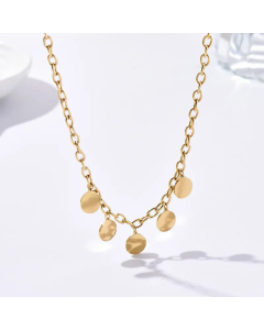 Fashion Round Sequins Stainless Steel Pendant Necklace Plating Stainless Steel Necklaces Colorza