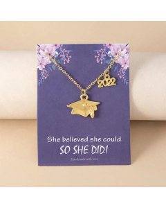 Fashion Graduation Cap Stainless Steel Pendant Necklace Plating Stainless Steel Necklaces Colorza