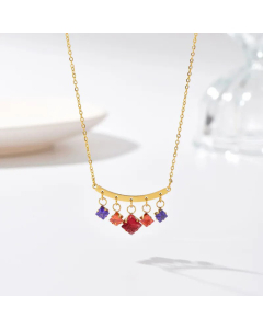 Luxurious Tassel Zircon Stainless Steel Necklaces Rhombus Stainless Steel Necklace Colorza