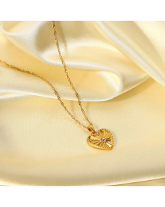Fashion Plating Zircon Fine Steel Necklaces Heart Shape Stainless Steel Necklace Colorza