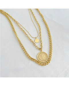 Fashion Portrait Stainless Steel Necklace Layered Round Stainless Steel Necklaces