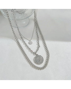 Fashion Portrait Stainless Steel Necklace Layered Round Stainless Steel Necklaces