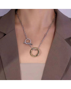 OT Buckle Circle Stainless Steel Necklace Chain Stainless Steel Necklaces Colorza