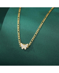Elegant Butterfly Stainless Steel Necklace Plating Figaro Chain Necklaces