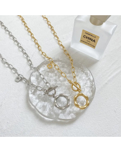 Daily OT Buckle Hollow Flower Stainless Steel Necklace Plating Stainless Steel Necklaces
