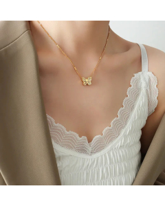 Exquisite Butterfly Titanium Steel Necklace Plating Zircon Stainless Steel Necklaces